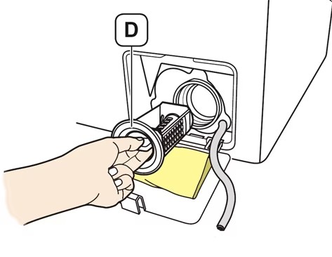 bỏ lại bộ lọc cặn vải sau khi vệ sinh